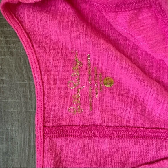 Lilly Pulitzer Hot Pink Brewster T-Shirt Dress with White Embroidery - Picture 5 of 7